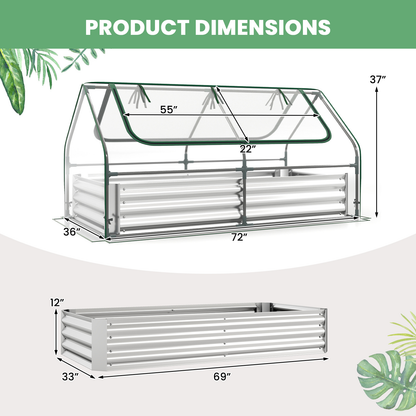 Raised Garden Bed with Greenhouse Cover 3-in-1 for Garden, Patio and Yard Use, with the Listed Configuration