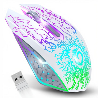 RGB Wireless Gaming Mouse Rechargeable Silent Click Colorful LED Lights 2.4G USB Nano Receiver for an Everyday Personal Care Routine