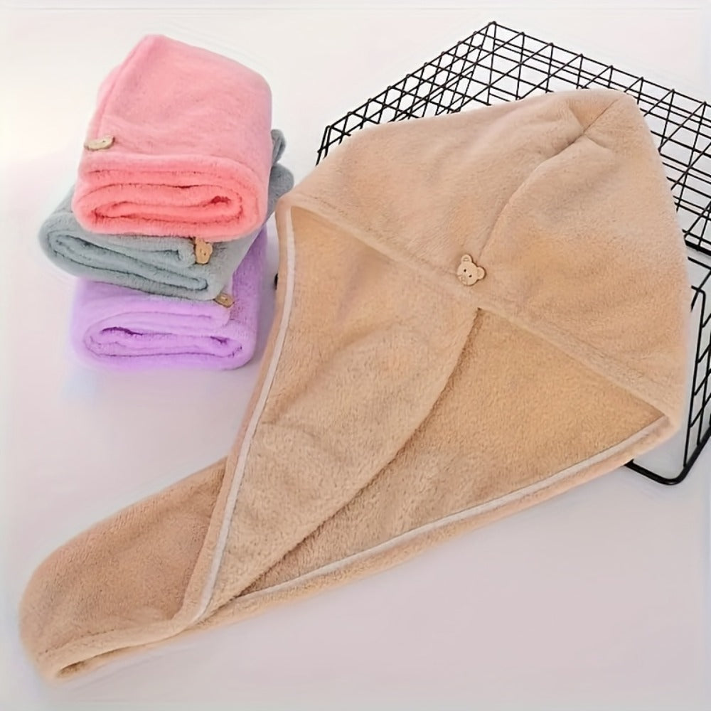 Microfiber Hair Towels 5 Pack - Super Coral Fleece Hair Wrap Towel Set, Bathroom Hair Drying Towels