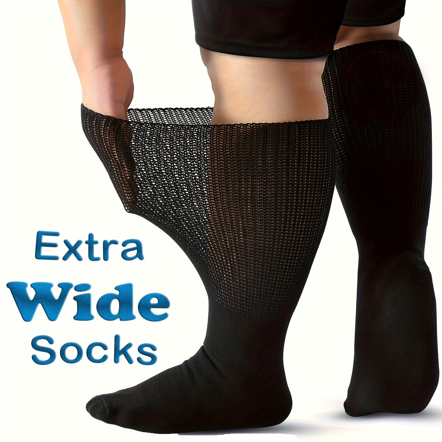Extra Wide Socks for Swollen Feet 6 Pairs Stretch to 30 Inch Non-Binding Seamless Loose Fit for Entryways, Bedrooms and Living Spaces