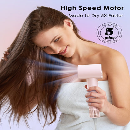 Compact Hair Dryer with 110, 000 RPM Motor-Speed Marking, Six Color Options and Concentrator-Style Nozzle