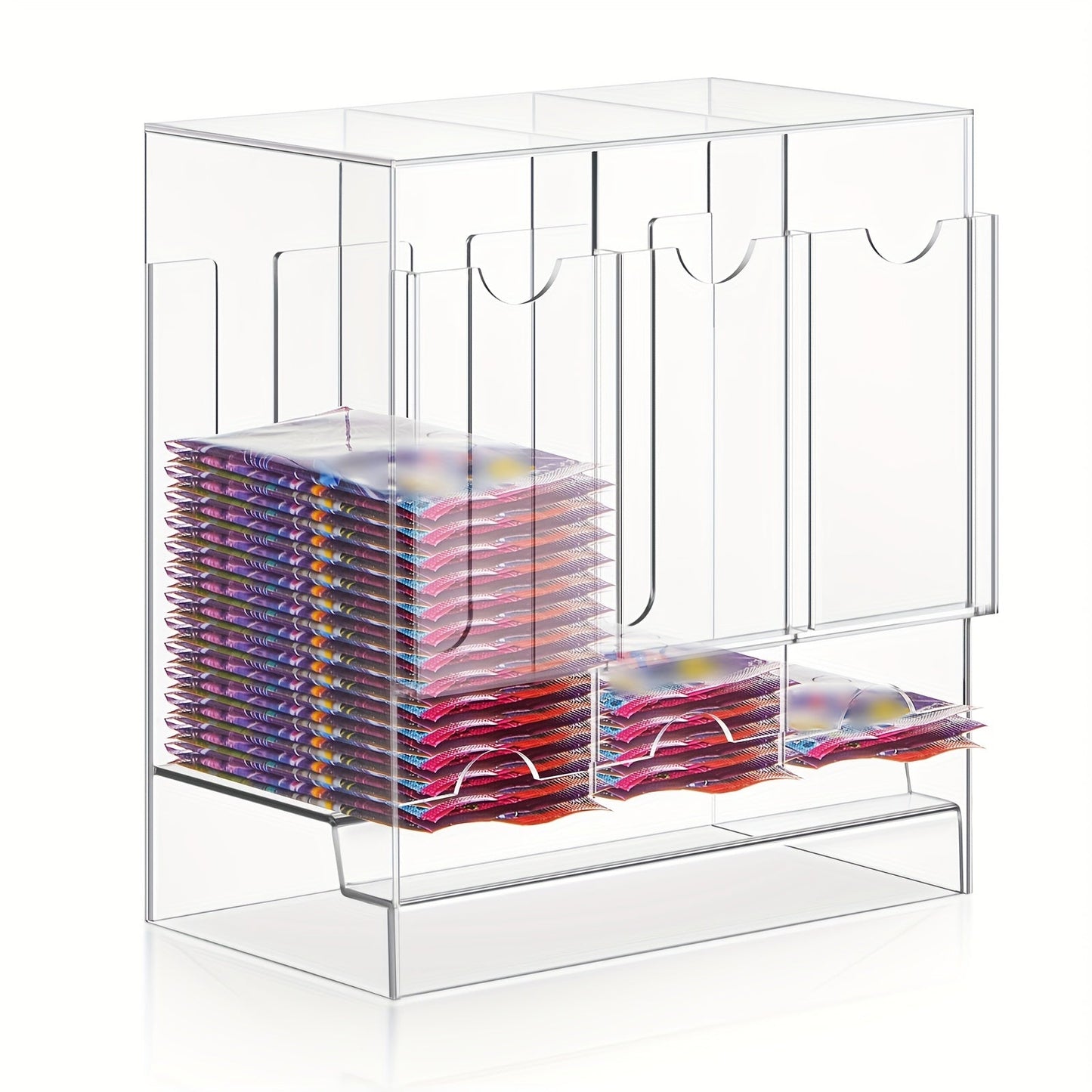 Booster Pack Dispenser Acrylic 3 Slots Clear Display Stand – Trading Card Pack Organizer Rack for Pokemon MTG Yu-Gi-Oh Sports Cards