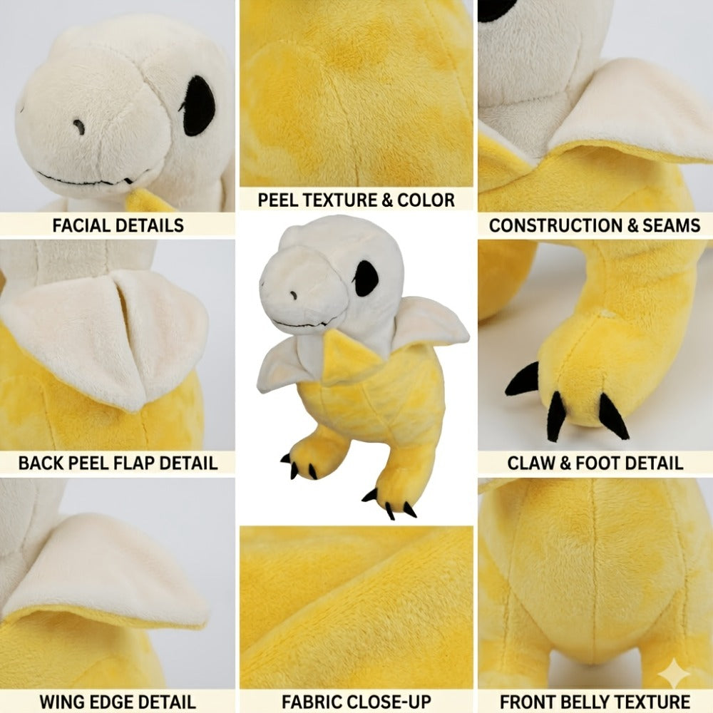 Plush Toy Yellow Banana Dinosaur 9.5-Inch T-Rex Character with Peekaboo Peel Design for Display