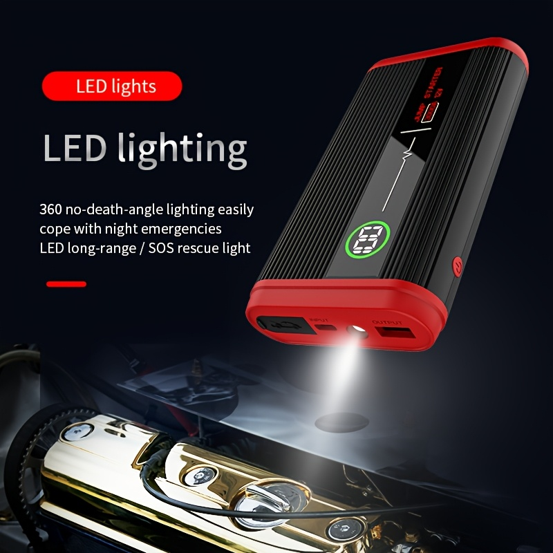 Lithium Jump Starter 3000A 8000mAh 12V Battery Pack USB-C Recharge Round LED Display for 6.0L Diesel for Garden, Patio and Yard Use
