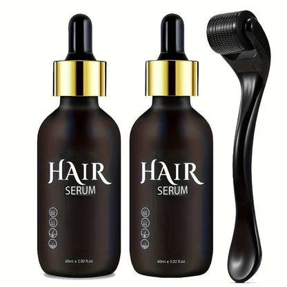 Hair Growth Serum Kit with Derma Roller, Anti Hair Loss Follicle Stimulating Scalp Treatment Essence