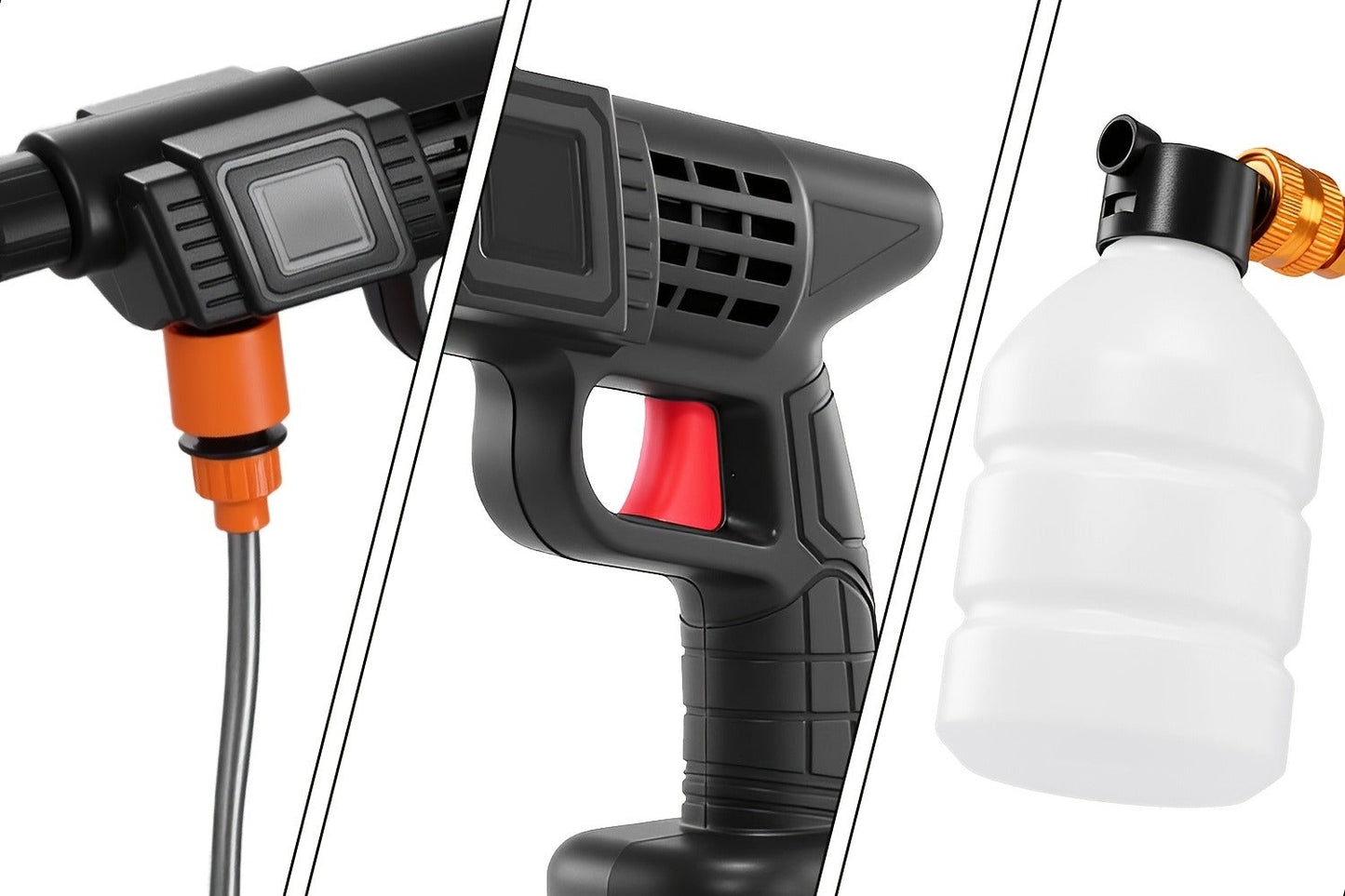 Cordless Pressure Washer 300W – 6-in-1 Nozzle, 1.3GPM Handheld Car Wash Gun with 15000mAh Battery, 60-Min Runtime for Car, Home