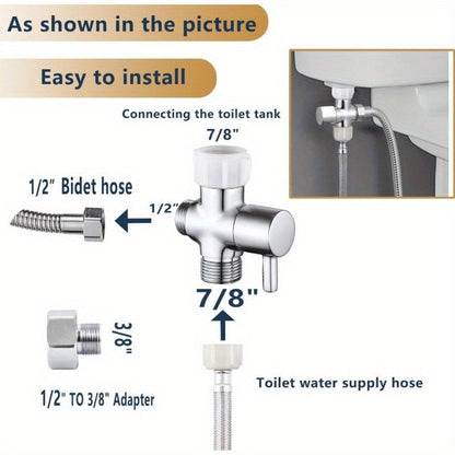 Toilet T-Adapter Diverter Valve with Shutoff – 304 Stainless Steel G7/8 American Thread, Chrome Finish