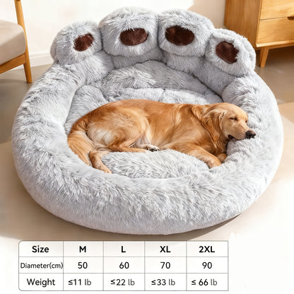 Dog Bed Cat Bed Bear Paw Round Plush Non-Slip – Soft Warm Cuddler Pet Mattress for Puppy, Small, Medium & Large Dogs and Cats