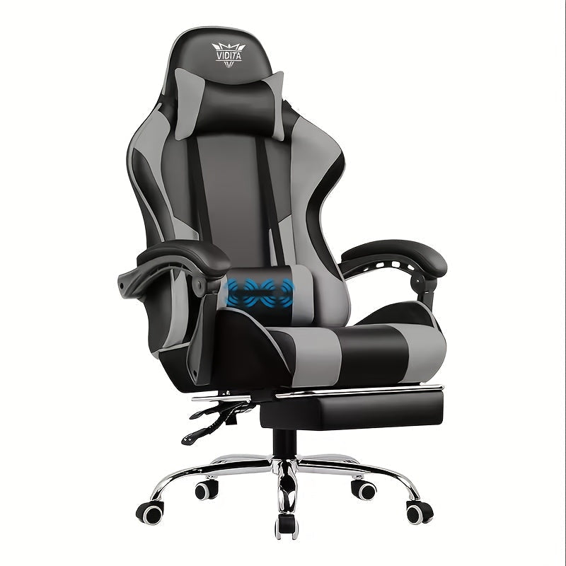 RGB Gaming Chair with LED Lights Footrest Ergonomic Gaming Chair with Massage Lumbar Support Reclining Video Game Chair for Adults Home