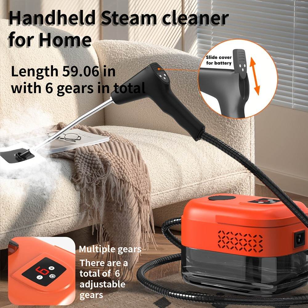 Handheld Steam Cleaner High Pressure 9-Gear Adjustment & LCD Display, 1200ml Water Tank for Home Cooking, Dining and Outdoor Meals