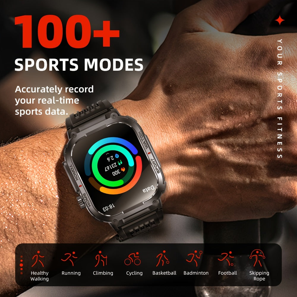 Smart Watch 2.02-Inch Rugged TFT Display with 500mAh Battery, LED Flashlight and Wireless Calling