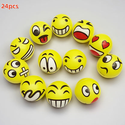 Stress Balls Bulk 24 Pack Mini Squeeze, Funny Emoji Face Foam Stress Toys for Kids & Adults, Classroom Prizes