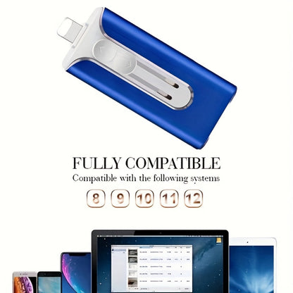 OTG USB 3.0 Flash Drive 4-in-1 for iPhone iPad Android Mac PC – Lightning Type-C Micro USB Connector Thumb Drive 64GB 128GB 256GB Memory