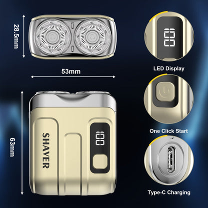 Electric Shaver Mini Dual Floating Blade Razor with USB Rechargeable Power and Digital LED Display in Black
