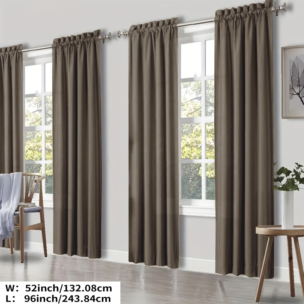 Blackout Curtains 4 Panels Thermal Insulated Room Darkening Drapes, Rod Pocket, Energy Saving, Solid Color for Bedroom & Living Room