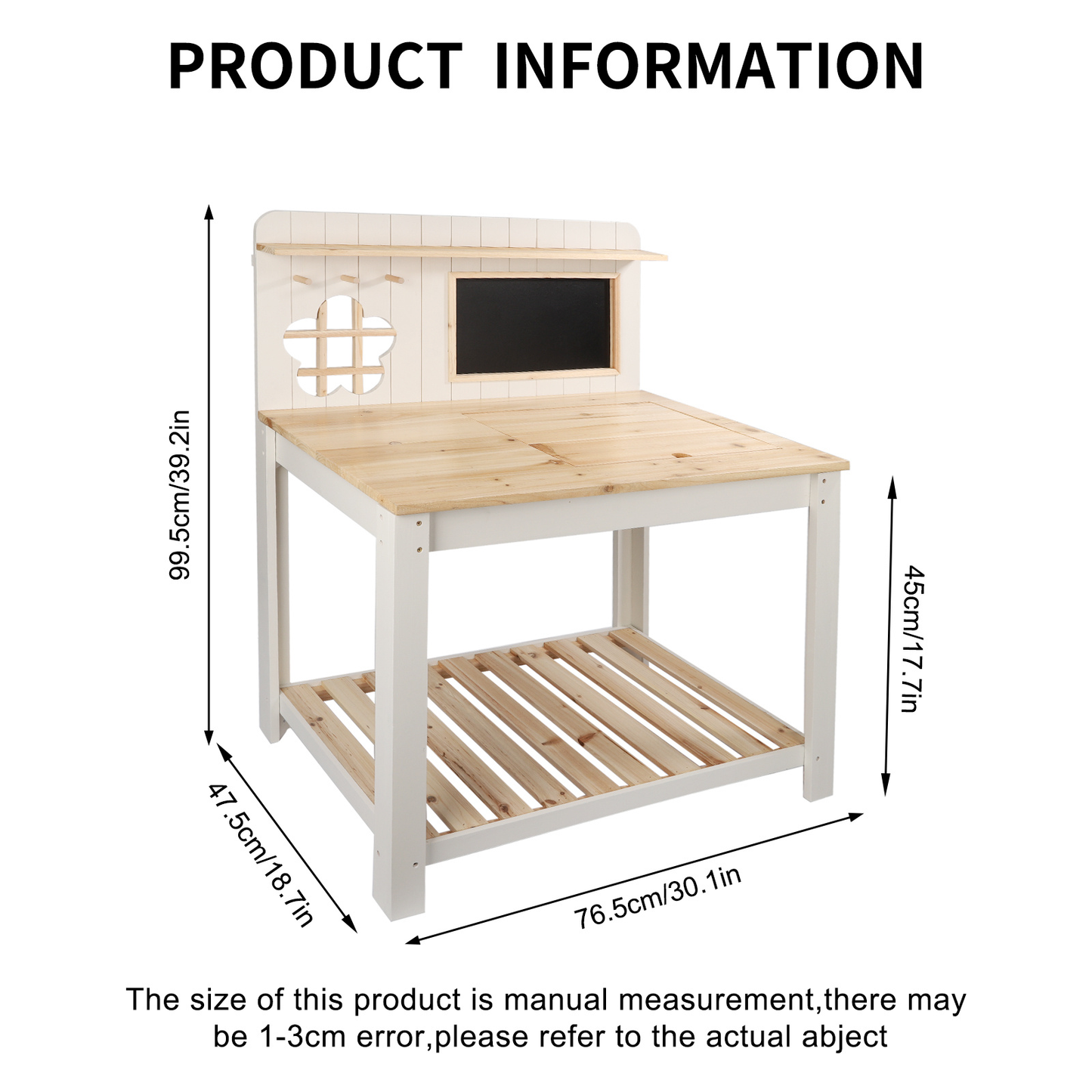 Potting Bench Table Cedar Wood Garden Workstation with Blackboard Removable Sink Hooks Double Shelf for Garden, Patio and Yard Use