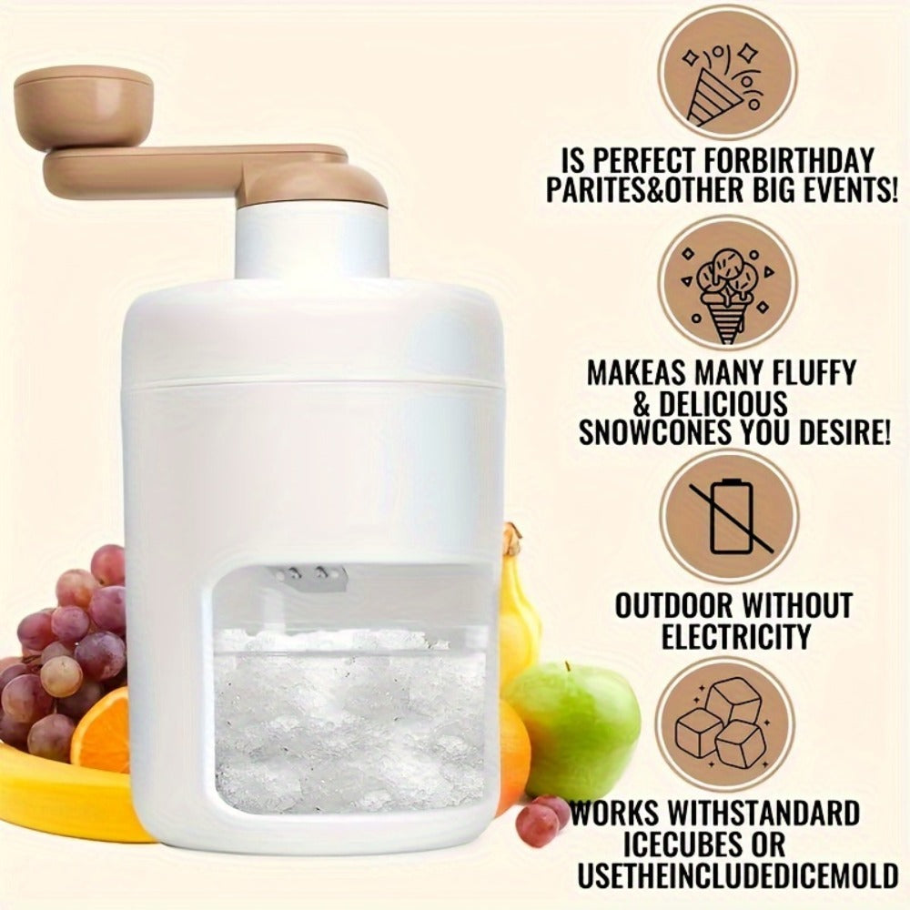 Manual Ice Shaver Machine, Hand-Powered Snow Cone Maker & Ice Crusher, Portable for Home, Parties