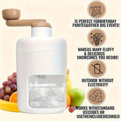 Manual Ice Shaver Machine, Hand-Powered Snow Cone Maker & Ice Crusher, Portable for Home, Parties