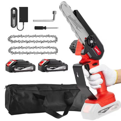 Mini Chainsaw Cordless 4 & 6 Inch Electric - Upgraded Portable Battery Chainsaw with Safety Lock