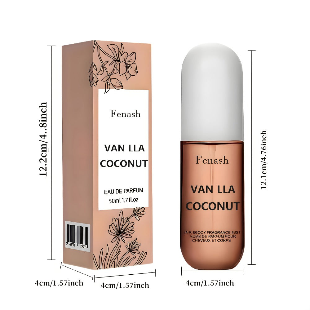 Vanilla Coconut Body Spray & Hair Mist – Long-Lasting Gourmand Floral Fragrance with Vitamin E & Moroccan Argan Oil, Skin-Safe for All Types