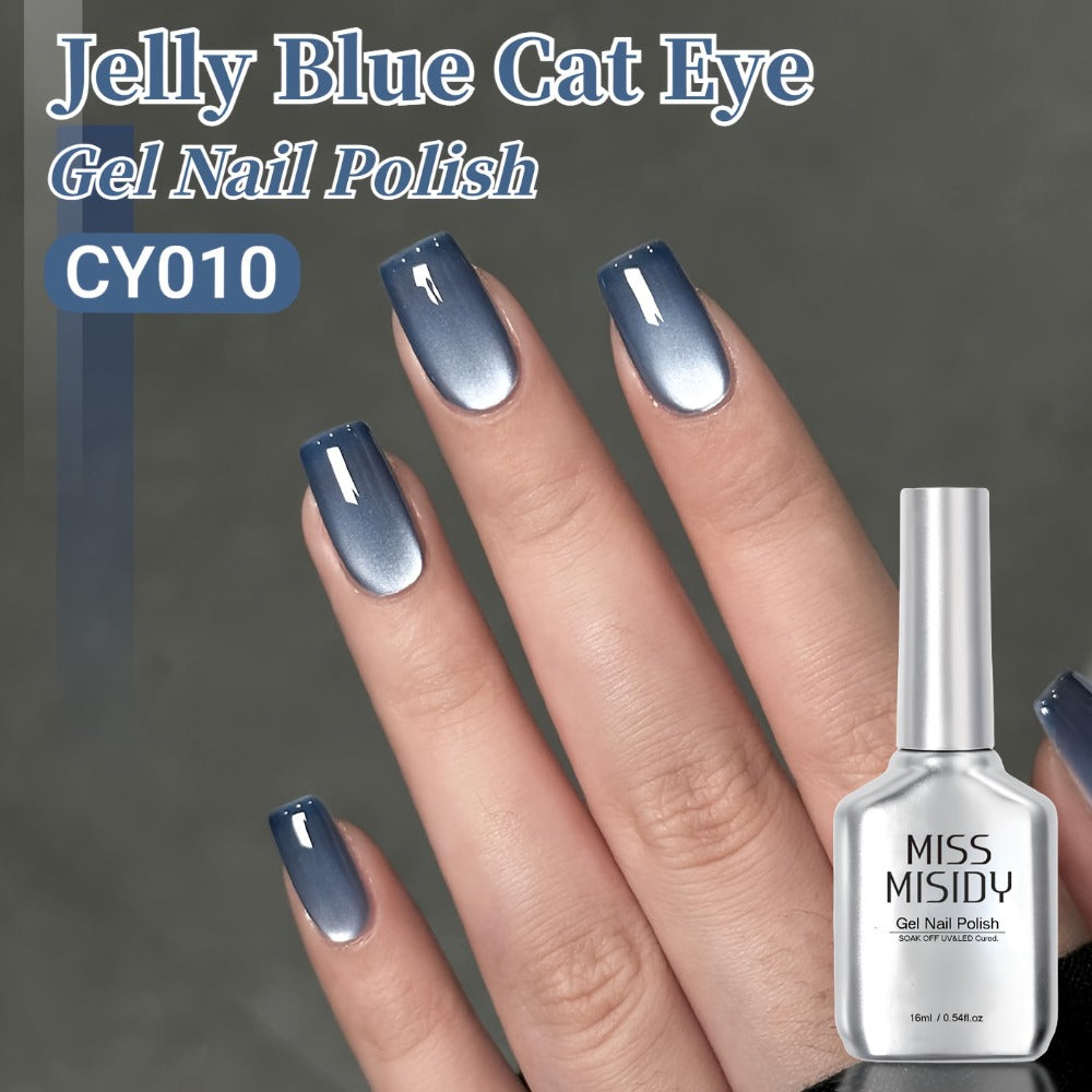 Cat Eye Gel Nail Polish Jelly Blue 0.54oz Sheer Glass-Like Finish – UV LED Soak-Off Long-Lasting Gel Polish for Manicure & Pedicure
