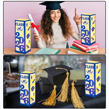 Graduation Centerpiece Set 6pcs Class of 2026 – Decorative Lantern Box Table Decorations for High School & College Graduation Party