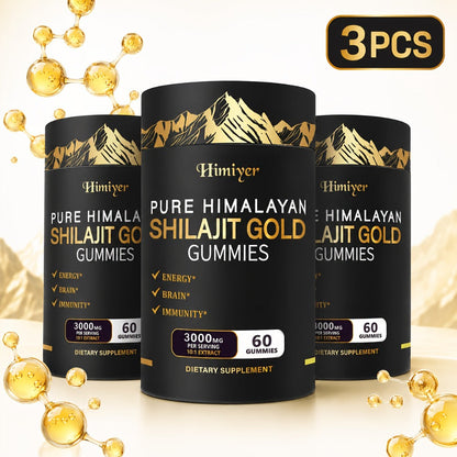 Herbal Supplement with Himiyer Label, Shilajit Gold Gummies 3000mg per Serving, 60 Gummies, One or Three Pieces