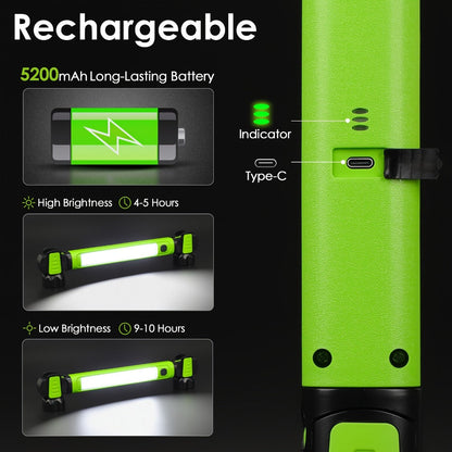 LED Work Light 2500LM Rechargeable Magnetic Underhood Inspection Light with 5200mAh Battery & Hooks