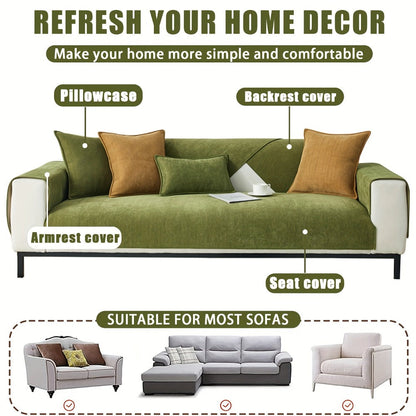 Sofa Cover Ribbed Chenille Stretch Panels for 1 to 4 Seats, Armrests or Cushions with Model-Specific Size and Color Options