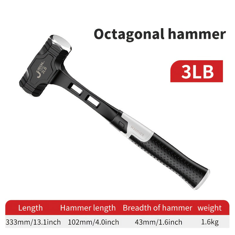 Octagonal Hammer High Carbon Steel Sledge Hammer with Grip Handle for Entryways, Bedrooms and Living Spaces