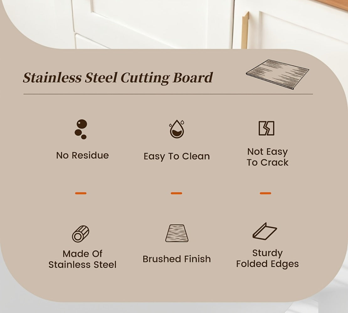 Stainless-Steel-Labeled Cutting Board and Pastry Mat with Smooth Faces and Three Rectangular Size Options