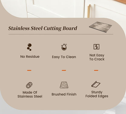 Stainless-Steel-Labeled Cutting Board and Pastry Mat with Smooth Faces and Three Rectangular Size Options