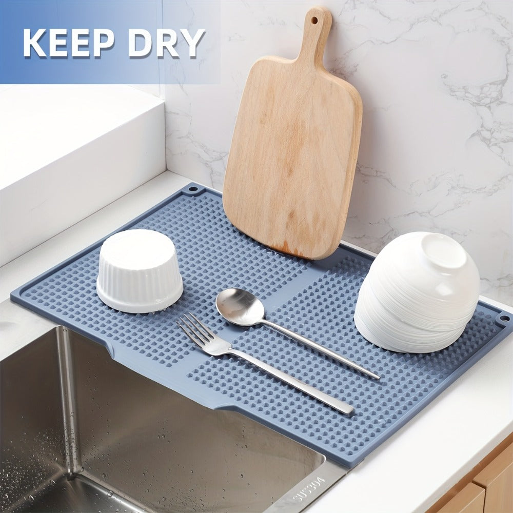 XL Kitchen Countertop Drying Mat 17.72x12.2 Inch Heat Resistant 446°F Anti-Slip Splash-Proof Drain Pad