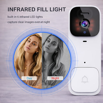 Smart Video Doorbell Wireless Touchscreen Display, Motion Detection 2-Way Audio Local Storage No Subscription
