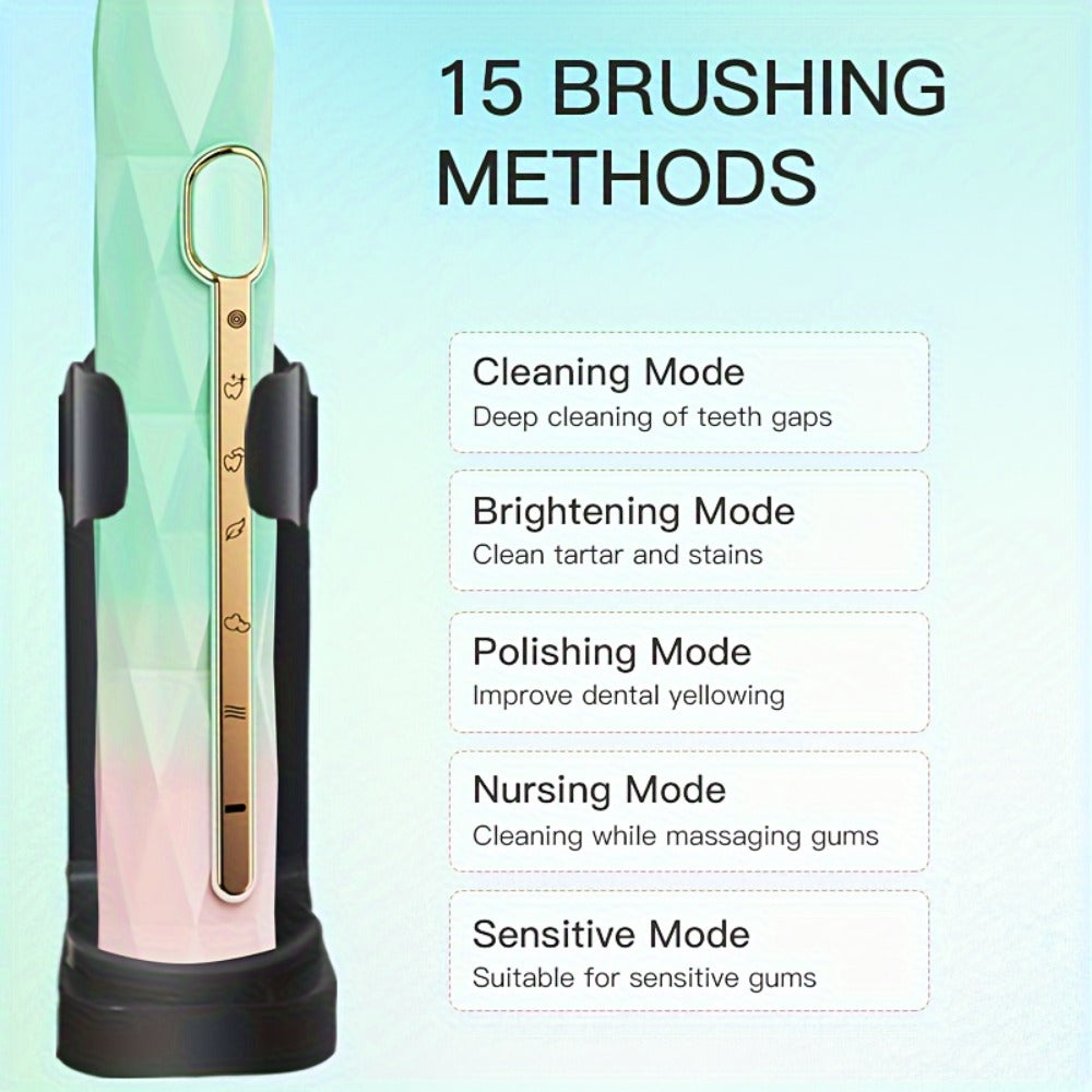 Electric Toothbrush Set with IPX8 Rating, 10 Brush Heads, Travel Case, Holder and Five Color Bundles