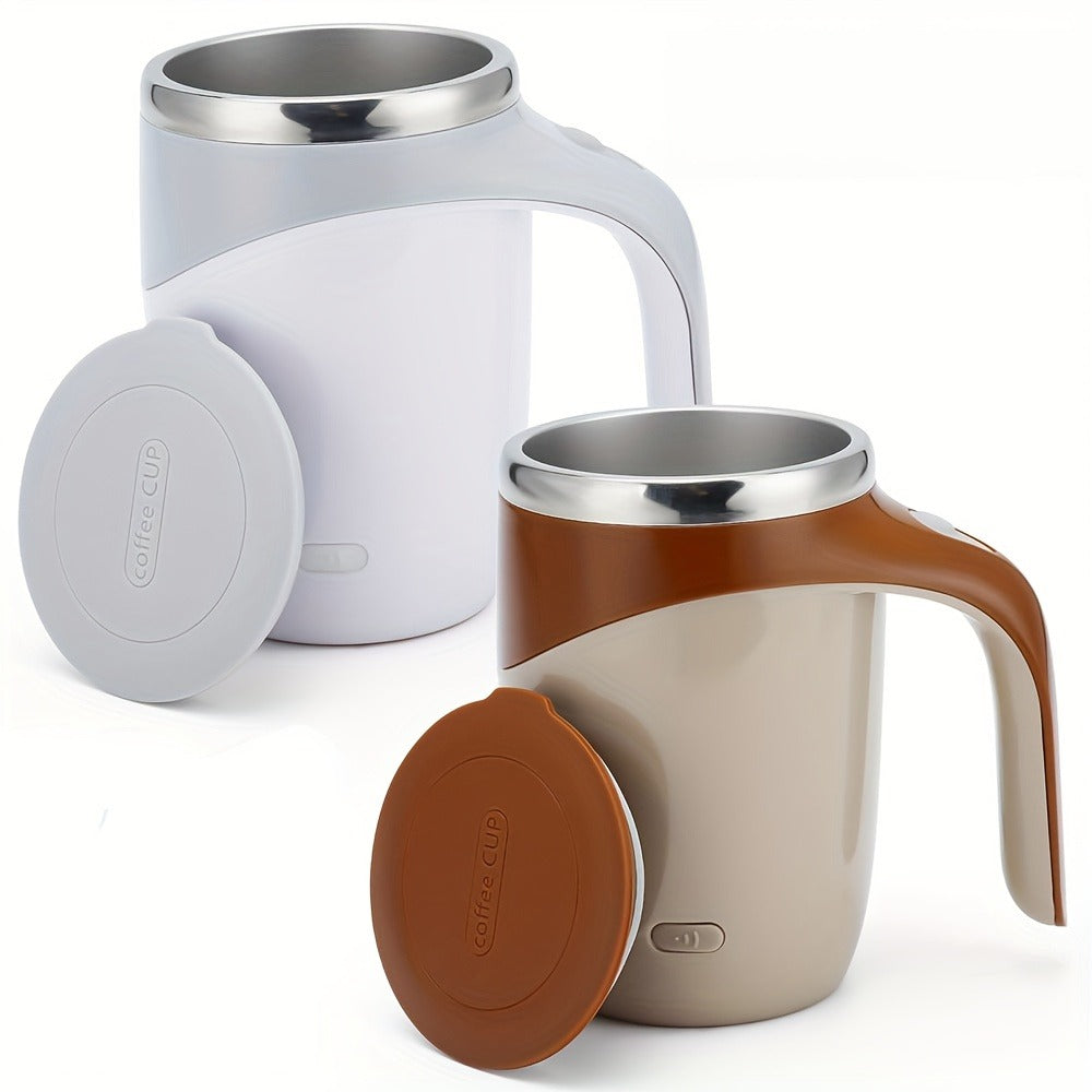 Self Stirring Coffee Mug with Magnetic Stirring Technology, 13.3oz Stainless Steel Travel Mug, No Battery Needed