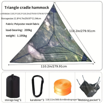 Outdoor Triangle Hammock Multi-Person – Large Aerial Tree Tent, Mesh Swing Camping Hammock for Backyard, Camping & Relaxing