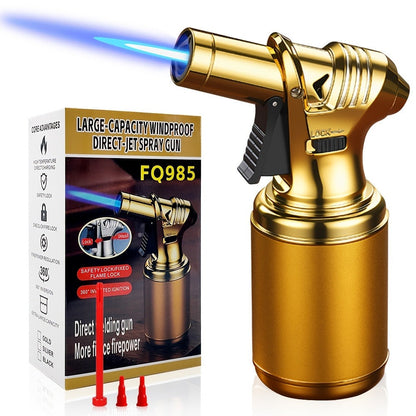 Big Tank Kitchen Butane Torch Lighter Adjustable Flame & Safety Lock - Refillable Blow Torch with Refill Adapters for Creme Brulee