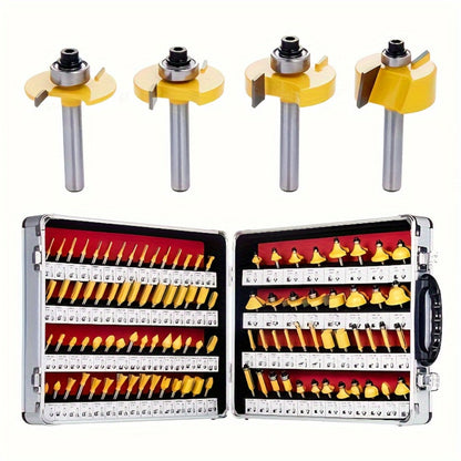 Carbide Router Bit Set 15 100PCS 1/4 Inch Shank Multi-Purpose Milling Carving Bits for Wood Fine Routing Engraving Professional Beginner