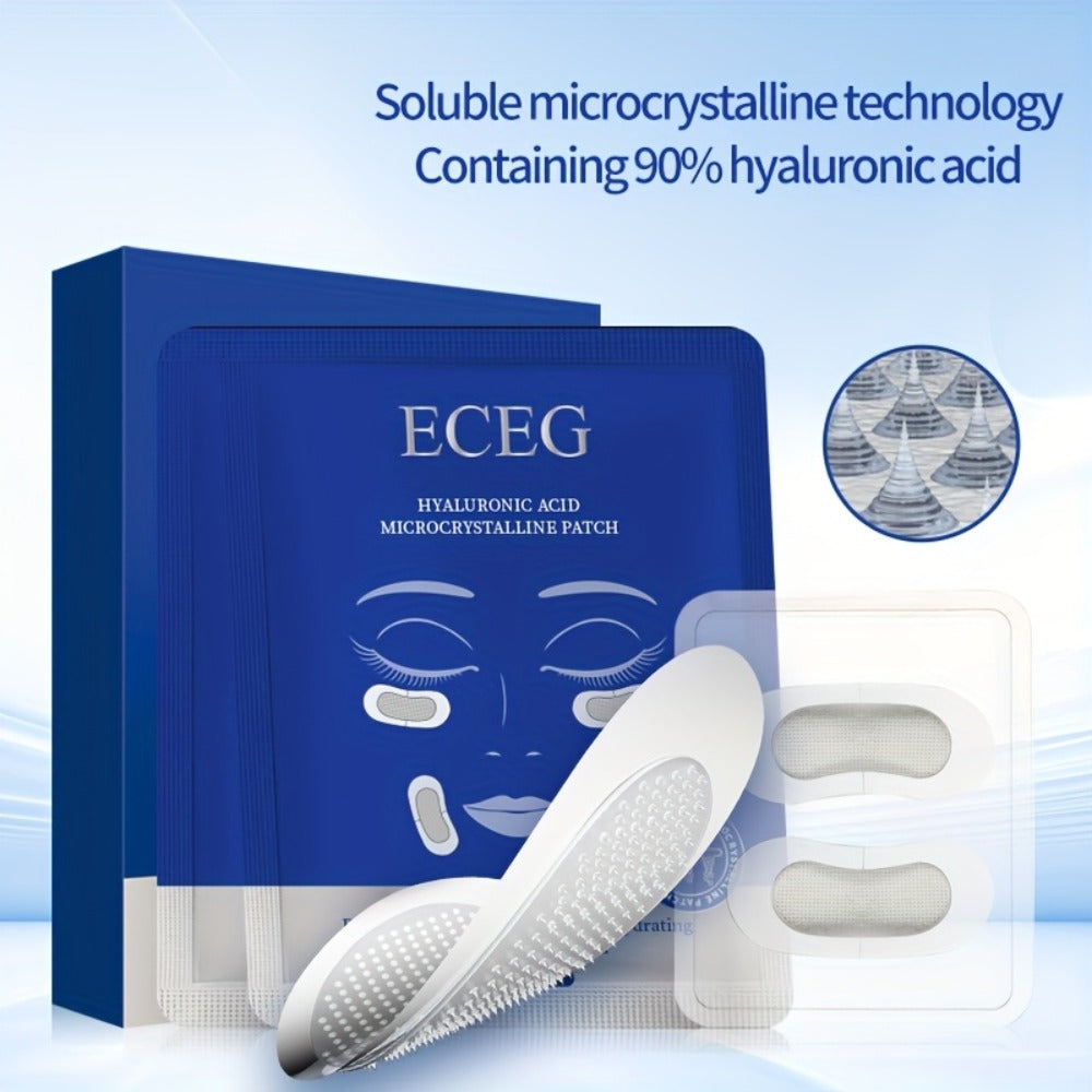 Hyaluronic Acid Microneedle Eye Patches Dissolving Under Eye Nasolabial Fold Anti-Wrinkle Overnight Skin Care Treatment 6 Pairs 3 Boxes