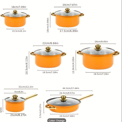 Non-Stick Cookware Set Pots and Pans 10 & 12 Piece, Heat-Resistant Frying Pan, Saucepan & Stewpot