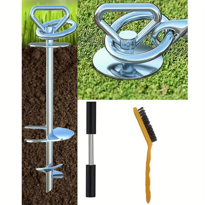 Dog Tie-Out Stake 304 Stainless Steel – 360° Swivel Anti-Tangle Spiral Ground Anchor for Dogs Up to 150 lbs | Easy Screw-In Setup | Outdoor