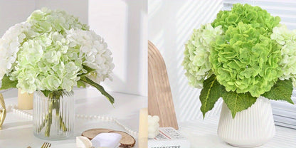 Artificial Flowers 21-Inch Full-Latex Hydrangea Stems in 4 or 8-Piece Sets with Flexible Wire
