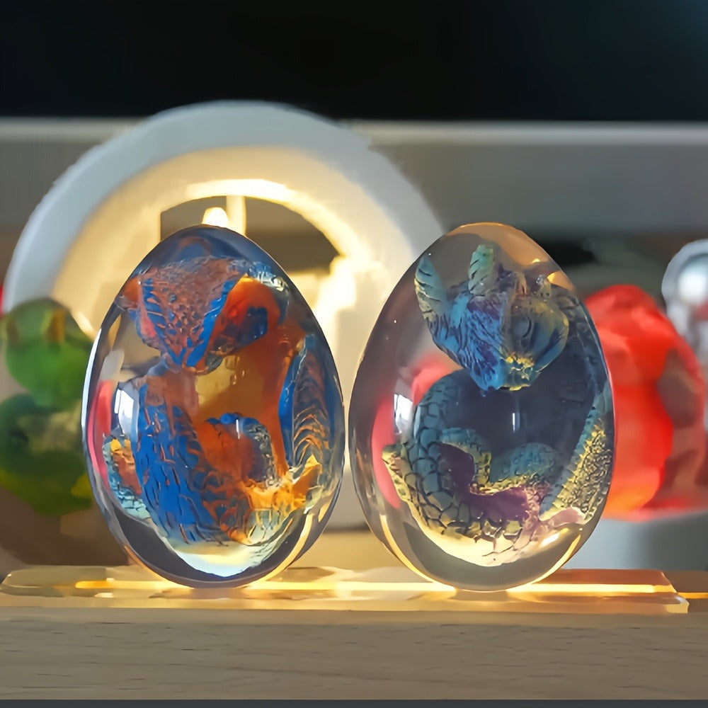 Dragon Egg Statue Transparent Resin Dragon Egg Figurine Dinosaur Souvenir Collectible Craft for Entryways, Bedrooms and Living Spaces