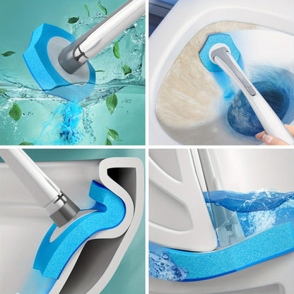 Disposable Toilet Brush Set with Refills & Holder - Wall Mounted or Floor Standing Toilet Cleaning System
