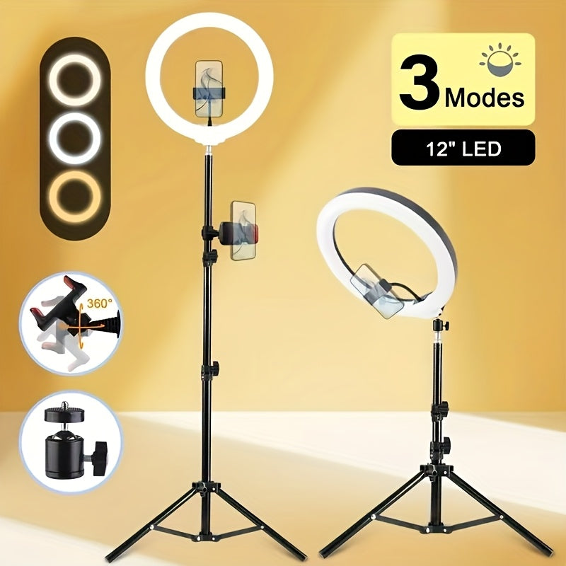 10- or 12-Inch LED Ring Light with Desktop, 43-Inch or 63-Inch Stand and Seven Checkout Options