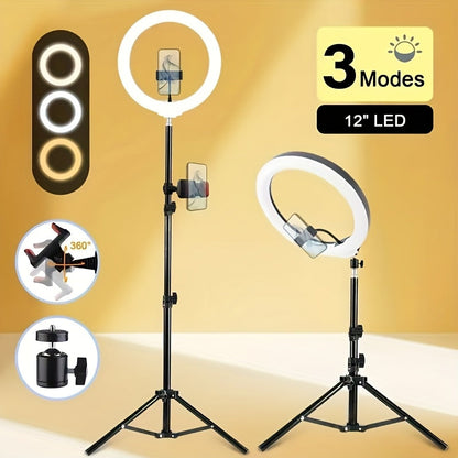 10- or 12-Inch LED Ring Light with Desktop, 43-Inch or 63-Inch Stand and Seven Checkout Options