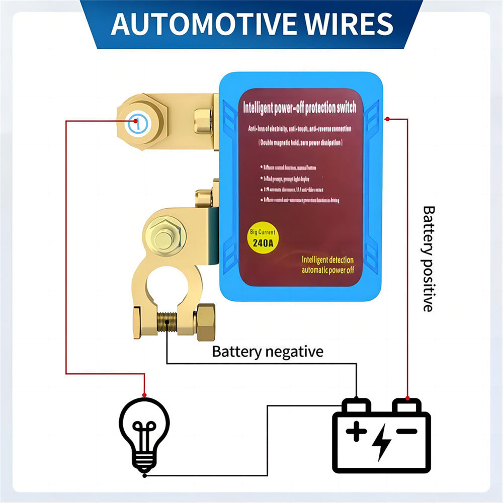 Battery Disconnect Switch Remote 12V 24V 240A – Wireless Kill Switch Auto Cut-Off Magnetic Relay, Anti-Drain Anti-Theft for Car Truck RV ATV