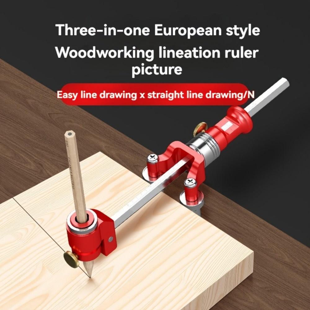 Marking Ruler 3-in-1 Multifunctional Woodworking Layout Tool Metric Imperial Straight Line Parallel Arc Height Marking for DIY Carpentry