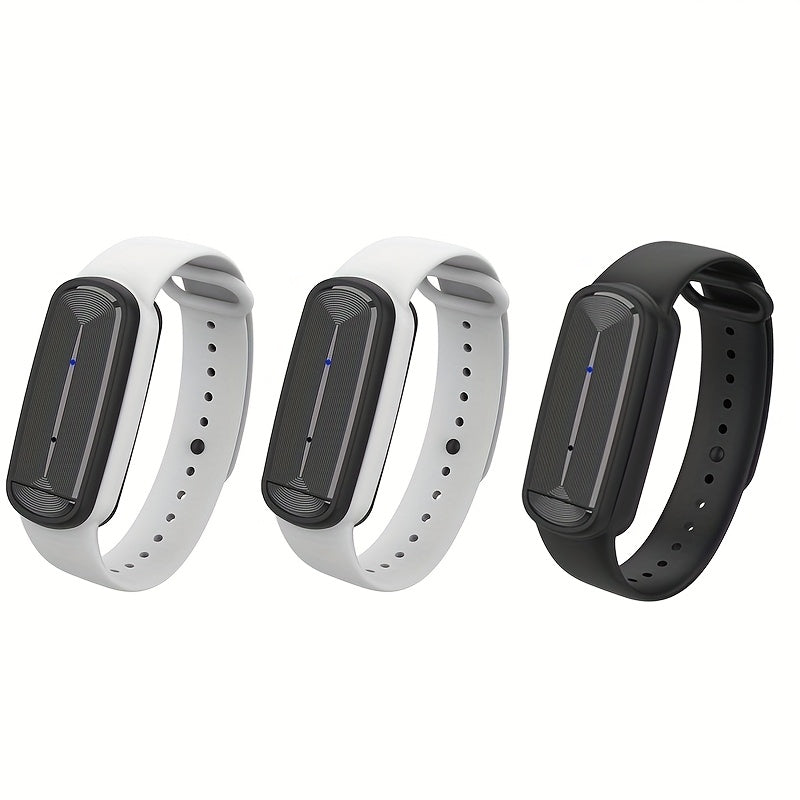 Ultrasonic Mosquito Bracelet 3-Pack, USB Rechargeable Intelligent Bug Wristband for Camping, Outdoor